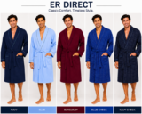 Mens Cotton Blend Long Sleeve Robe Gown Fabric Waist Tie Pockets Easy Iron S-4XL