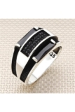Zircon Men silver ring Handmade Pure 925 SILVER Black Gemstone stone