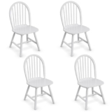 Set of 4 Vintage Windsor Dining Side Chair Wood Spindle Back Kitchen White