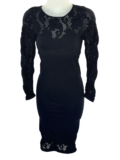Intimately Free People Bodycon Shirt Dress Crochet Knit Black Midi Size XS/S