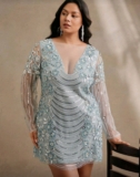 Long Sleeve  Sequín Dress