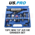 US PRO 15pc MINI 1/4″ AIR DIE GRINDER SET 8419