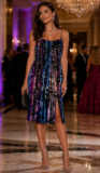 Belle Badgley Dress Sequin Slit Cocktail Party Sleeveless Spaghetti Women Sz 0
