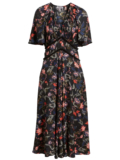 Chelsea28 Floral Midi Dress Size Small Women’s Black Bohemian Flutter Sleeves