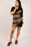 Y2K Boho Sweater Dress (S) small brown vintage mini geometric pencil hippie cute