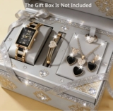 Glamorous Women’s Girls Quartz Watch & 6pc Jewellery Set – Elegant Fashion Gift