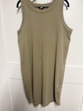 Olive Green Sleeveless Ribbed Lands End Midi Dress Women’s Size XL/P NWOT