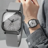 Ladies Fashion Sports Watch – Square Quartz Wristwatch with Silicone Band