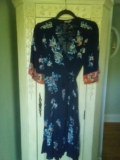 ASOS Blue Midi Embroidered Asian Wrap Dress Size 4