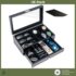 Elegant 2 Tier Wooden Watch Organizer and Sunglasses Jewelry Box 35x21cm