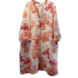 Chicos Kurta Dress Sz XXL 2X 20 100% Linen Colorful Floral Beaded V Neck Pockets