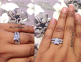 925 Silver Ladies 2 piece Wedding Engagement Princess Cut Bridal Ring Set