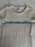 Mayle Cream Chevron Knit Sweater Dress Crew Neck 3/4 Sleeve Button Cuffs S