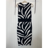 New York & Company Sleeveless Midi Sweater Dress Black & White Zebra Stripe M