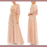 NWT Mac Duggal [sz 26 ] 5509 Sequin Wrap Over 3/4 Sleeve Gown in Apricot #S751