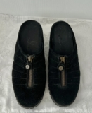Cole Haan Waterproof Air Mules Women’s BLACK Suede Zipper Clogs Shoes • US 6.5