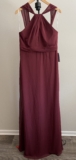 Jenny Packham – NWT Twist Halter Chiffon Trumpet Dress Size  12 in Cabernet