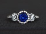 2CT Round Sapphire Lab Created 925 Silver Plated Halo Ring Duty Free