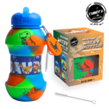 FunKitZ Kids Water Bottle – Leakproof, BPA-Free, Dino Design – Collapsible 550ml
