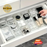 Clear Plastic Drawer Organizer Set for Makeup, Jewelry, Desk & Bathroom Storage!