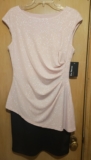 NWT En Focus Dress Womens 10P Sparkly Pink Draped Over Black Pencil Skirt