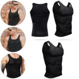 Men’s Black Compression Vest Tummy Chest & Waist Slimmer Shapewear Undershirt