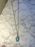 Vintage Channel Island Jewellery Pendant Necklace – Blue Enamel & Gold Tone-40cm