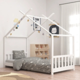 vidaXL Kids Bed Frame White Solid Pine Wood 90×200 cm