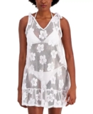 Miken WHITE Tie-Shoulder Ruffle-Hem Cover-up Dress, M