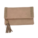 Elegant Pink Tasseled Leather Zipper Clutch | Women’s Small Bag