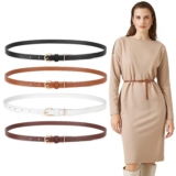 XZQTIVE 4Pack Skinny Leather Belt Women Thin Waist Belt Ladies Belt for Jeans…