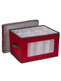 Household Essentials Holiday Stemware Goblet Chest, Red/Green (540RED)