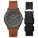 Womens Wristwatch + Watchband TIMEX IQ+ TWG013800 Leather Brown Silicone Black