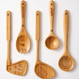 5 PCS GolfClub Style Kitchen Utensil Set Bamboo Spatula Soup Spoon Fun Gift
