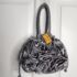 Season Of Glory  Silver Satin Flowers On Velvet  Purse