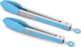 Set of 2 Kitchen Tongs, Premium Stainless Steel Locking 9-Inch & 12-Inch Silicon