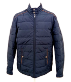 Armand Thiery Men’s Quilted Jacket Navy Zip Up Pockets Elbow Patches New F1