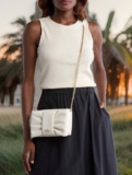 Kate Spade Millie Bow Leather Flap Crossbody Bag, Clutch Meringue NWT $359