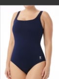 TYR Women’s Durafast Elite Solid Navy Scoop Neck Control Fit Swim Sz 16 New