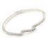 JL women’s silver-tone crystal-encrusted quartz bangle cuff watch.