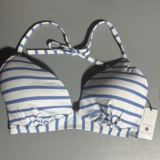 Shade & Shore Bikini Top Womens Stretch Blue Striped