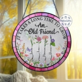 Personalized Friend Suncatcher Floral Window Hanging Custom Gift