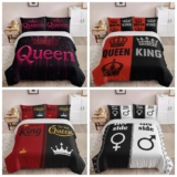 His Side/Her Side Queen/King Romantic Love Crown Quilt Duvet Cover Bedding Set