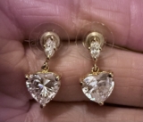 Cubic Zirconia Heart Gold Tone Post Earrings Marquise