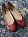 LONGCHAMP Ladies Lipstick Red Patent Leather Ballet Flats Size 38.5 US 7.5