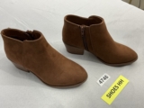 Womans Amazon Essentials Booties 6.5 Brown Side Zip Block Heel Almond Toe NWT