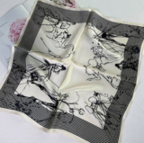 100% Mulberry Silk Neckerchief Shawl Scarf wrap delineation Print Bandanna 21”