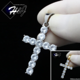 MEN Stainless Steel Gold Plated/Silver ICY 1 ROW TENNIS CZ 3D Cross Pendant*P127