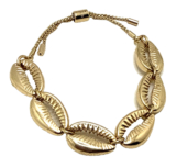 J.Crew Womens Gold Tone Cowrie Shell Bracelet Metal Links Adjustable 7″ – 9″