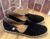 VERBENAS DARK BLUE SUEDE & LEATHER FLAT CARMEN SERRAJE ESPADRILLES 39/8.5M SPAIN